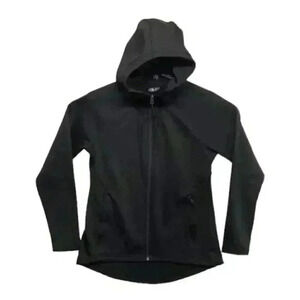 North Face Size M Full Zip Hoodie Stretch Embroidered Logo Zipped Pockets